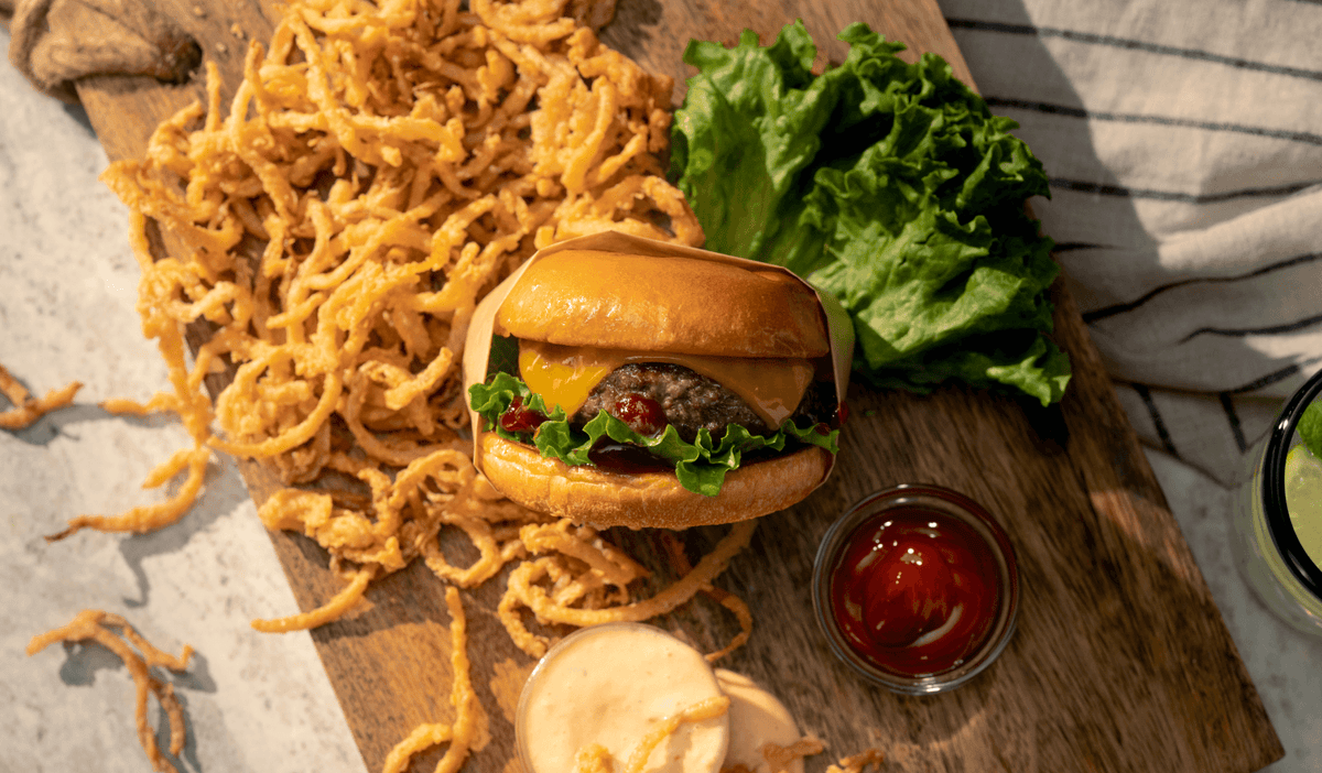 BBQ Burgers With Onion Straws