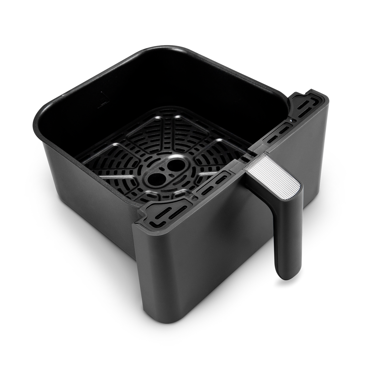 Interior basket view of COSORI Dual Blaze 6.8-Quart Smart Air Fryer with crisper plate installed