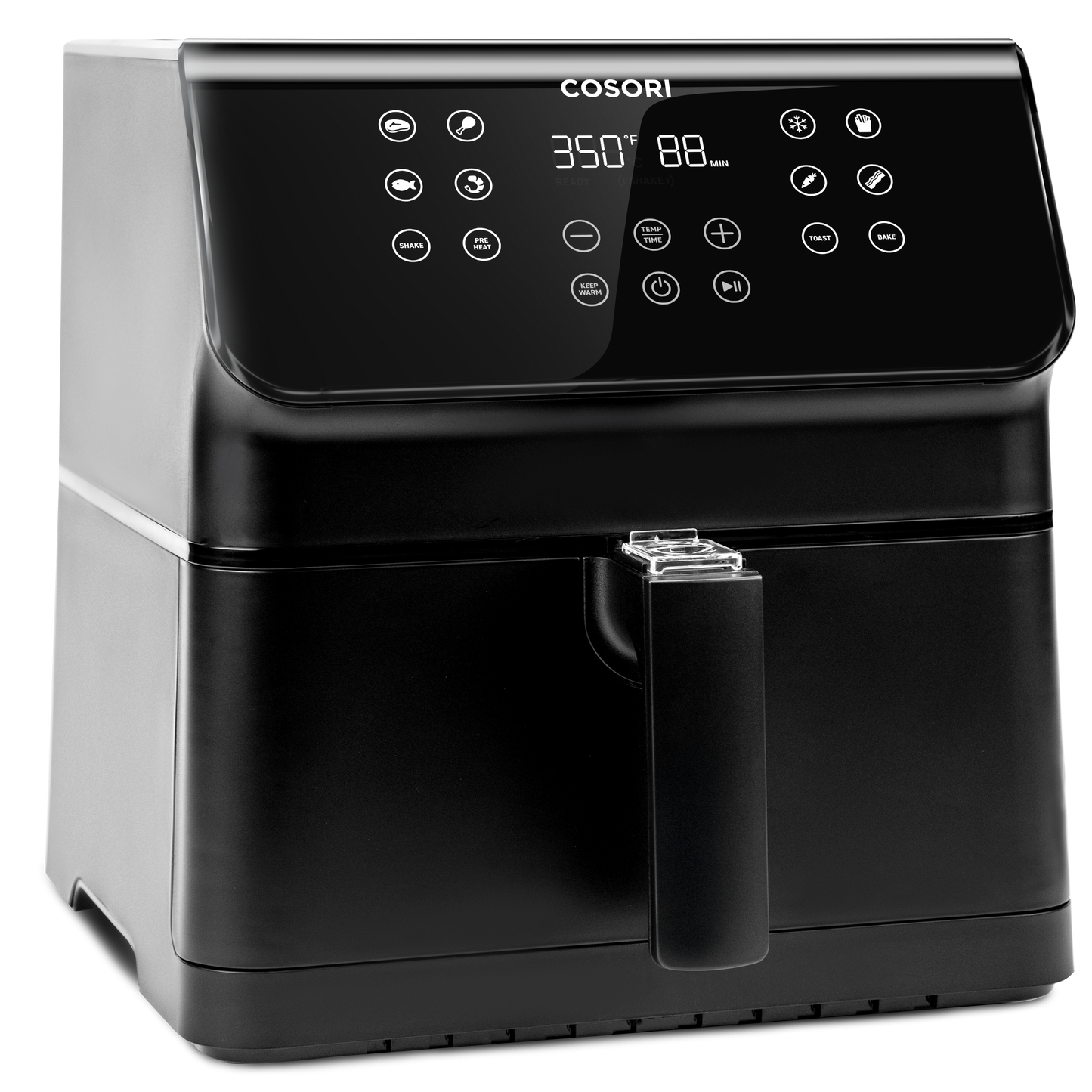 Front angled view of COSORI Pro II Air Fryer with touchscreen display