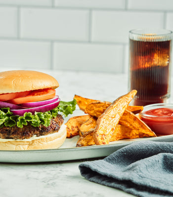 Lean Gourmet Burgers & Herb-Infused Sweet Potatoes