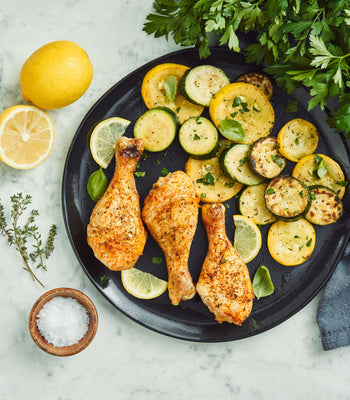 Herb Encrusted Drumsticks With Squash Delight
