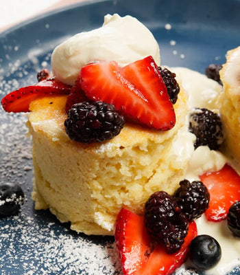 Soufflé Pancakes with Berries & Cream