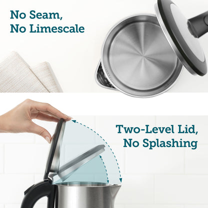 COSORI electric kettle lid design preventing splashing while pouring