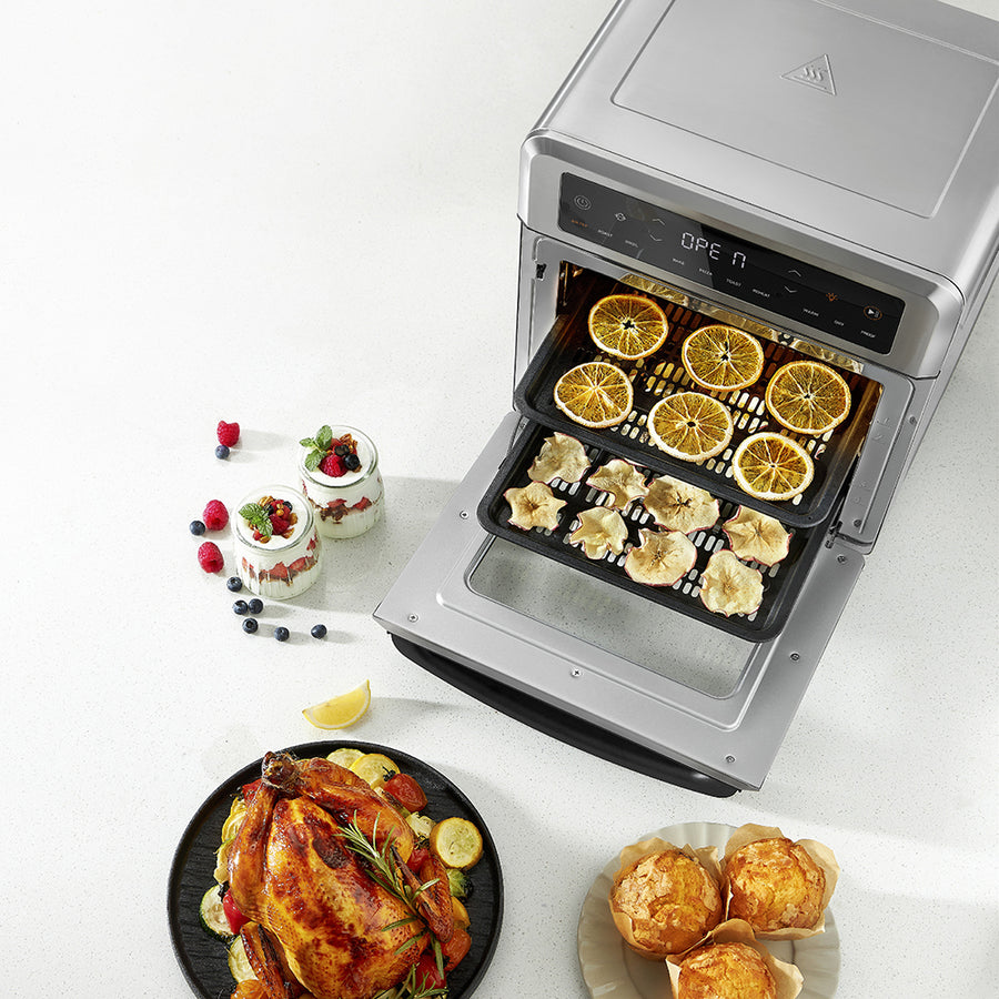 COSORI 13-Quart Air Fryer Oven with tray cooking egg bites