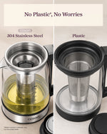 Comparison of COSORI 304 stainless steel tea infuser versus a plastic infuser