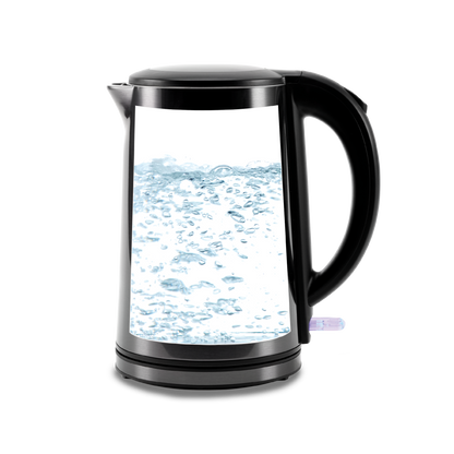 COSORI Double-Wall Stainless Steel Electric Kettle with water boiling inside glass interior view