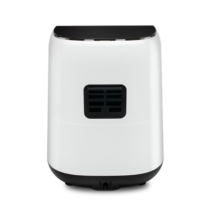 Rear view of the white Cosori Lite 2.1-Qt Air Fryer showing the ventilation slots.
