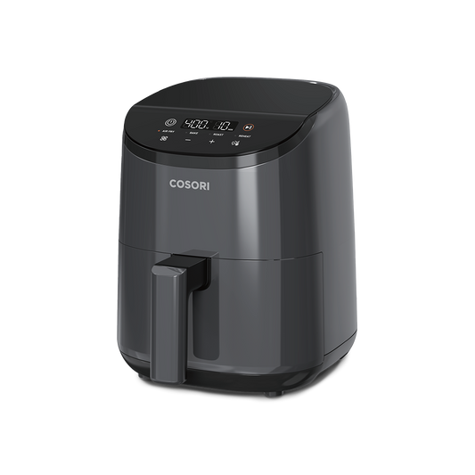 Cosori Lite 2.1-Quart Mini Air Fryer in dark grey featuring a compact design perfect for single servings