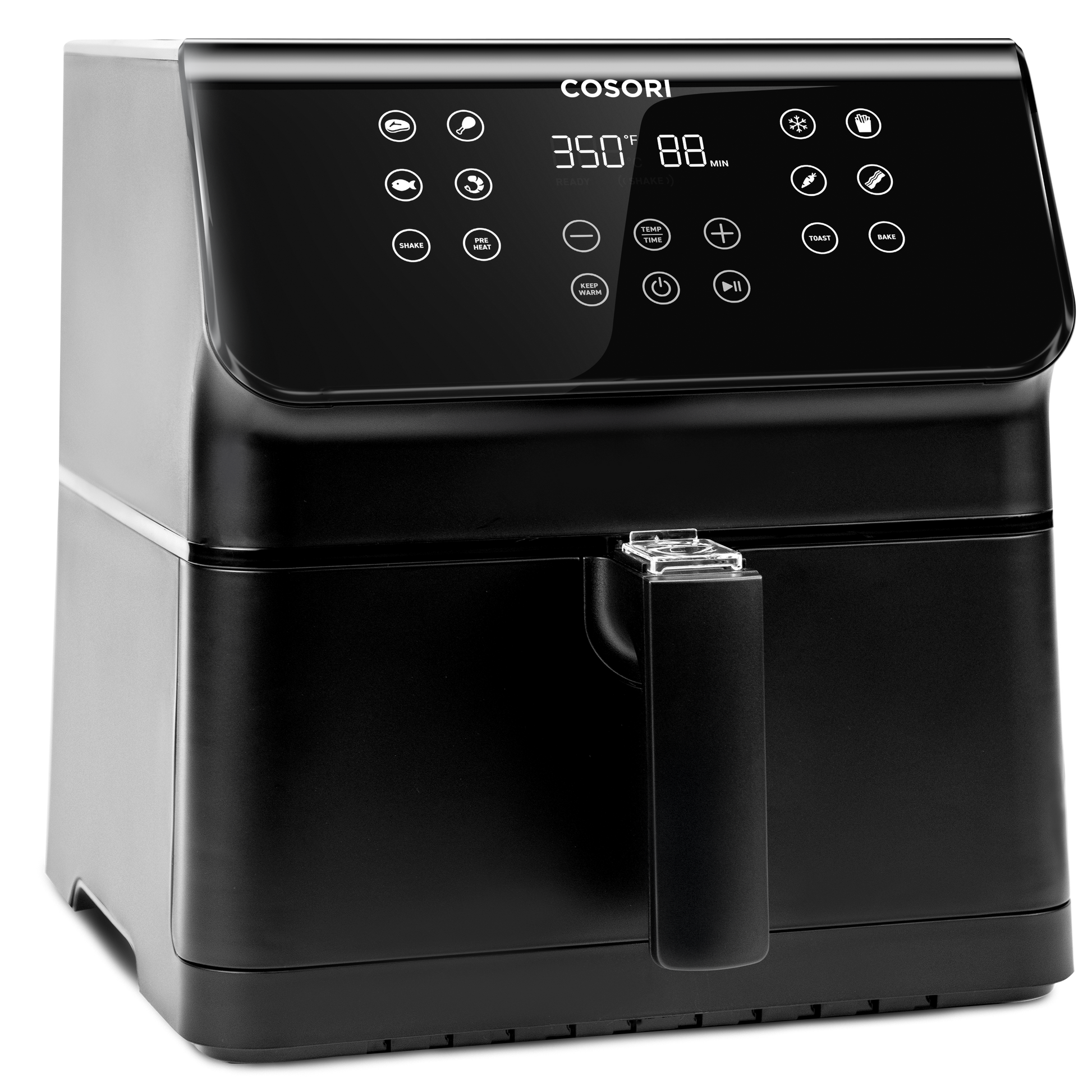Front angled view of COSORI Pro II Air Fryer with touchscreen display