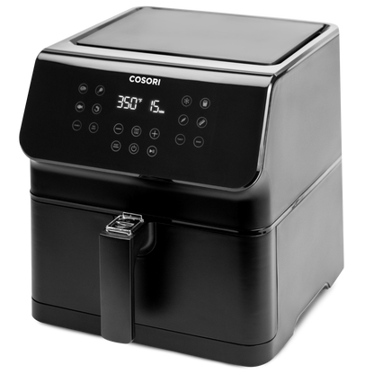 Angled view of COSORI Pro II Air Fryer showing compact countertop design